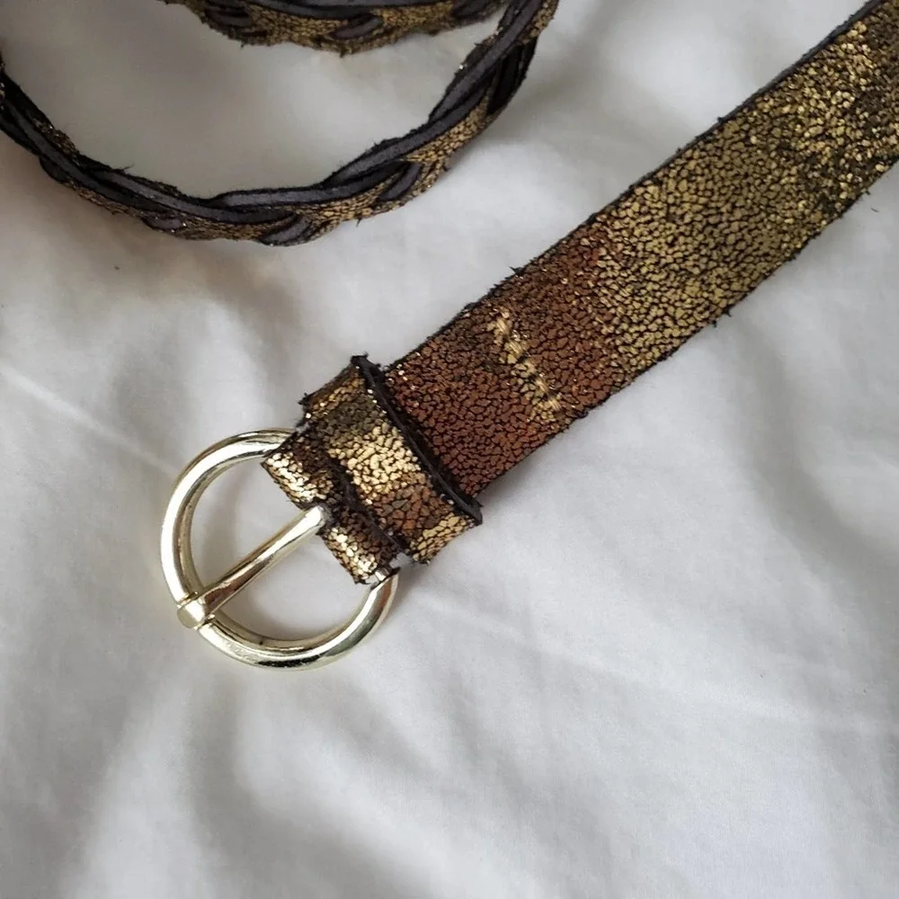 Faux Leather Braided Belt Glitter Size S/M
